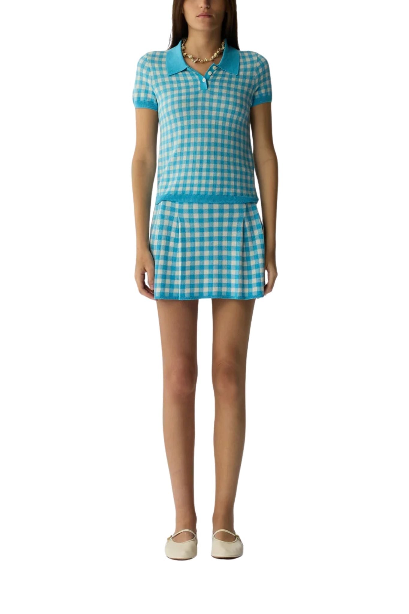 Guest in Residence Gingham Long Skirt - Vermillion