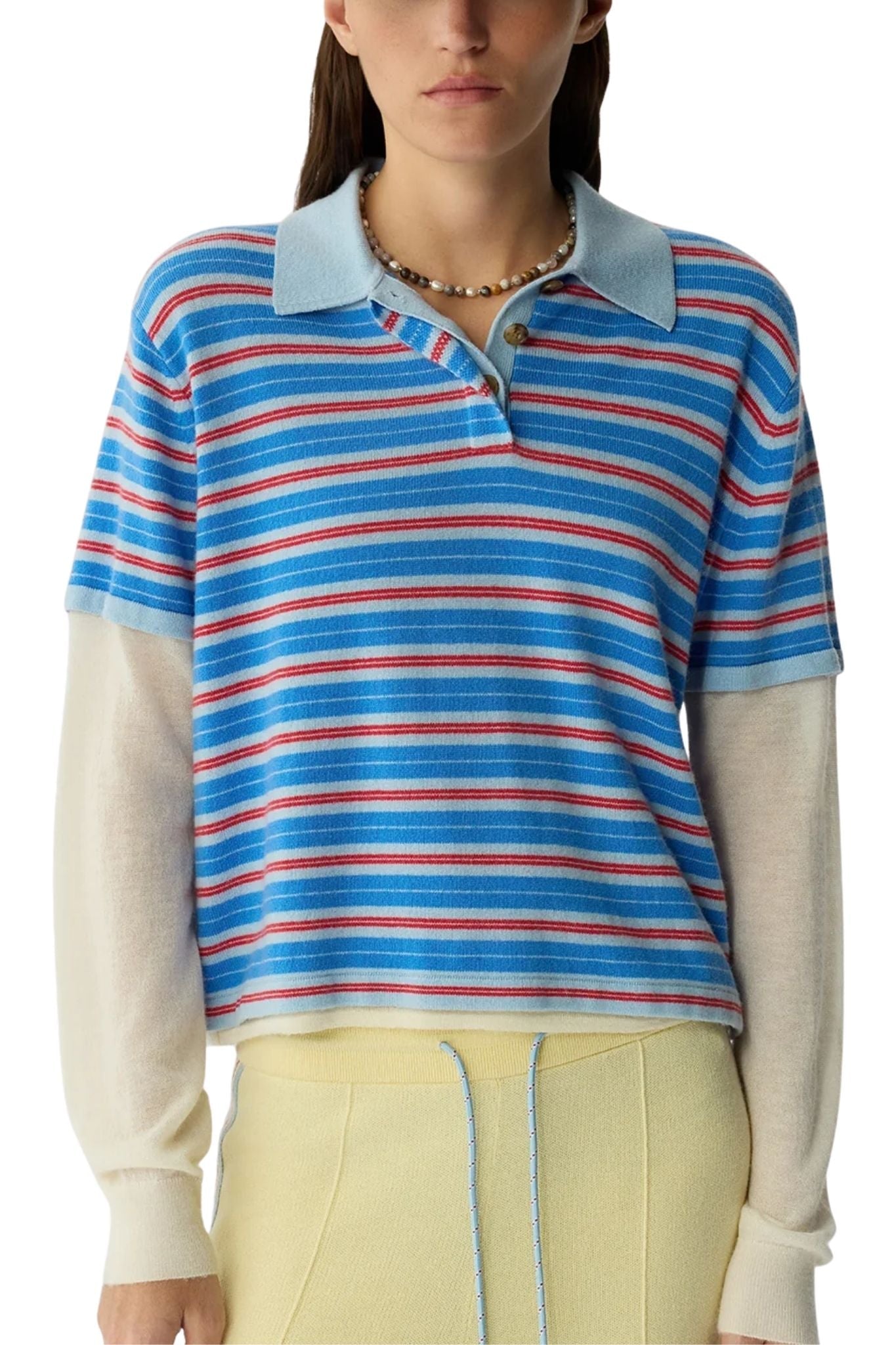 Guest in Residence Layered Stripe Rugby - Vermillion