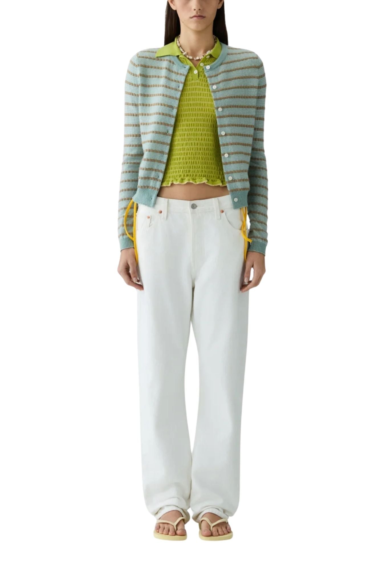 Guest in Residence Pebble Stripe Jane Cardigan - Vermillion