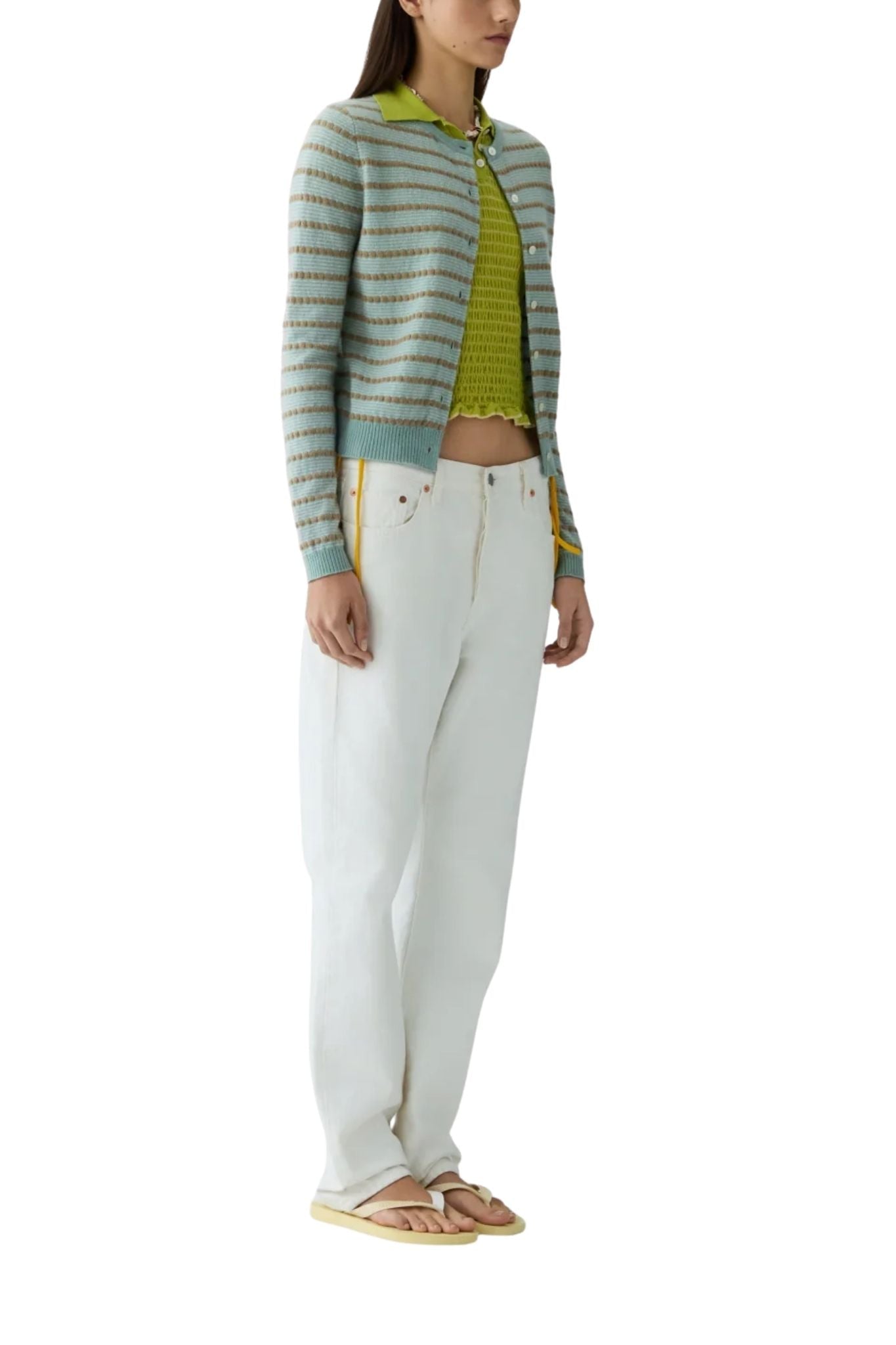 Guest in Residence Pebble Stripe Jane Cardigan - Vermillion
