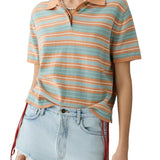 Guest in Residence Short Sleeve Stripe Rugby - Vermillion