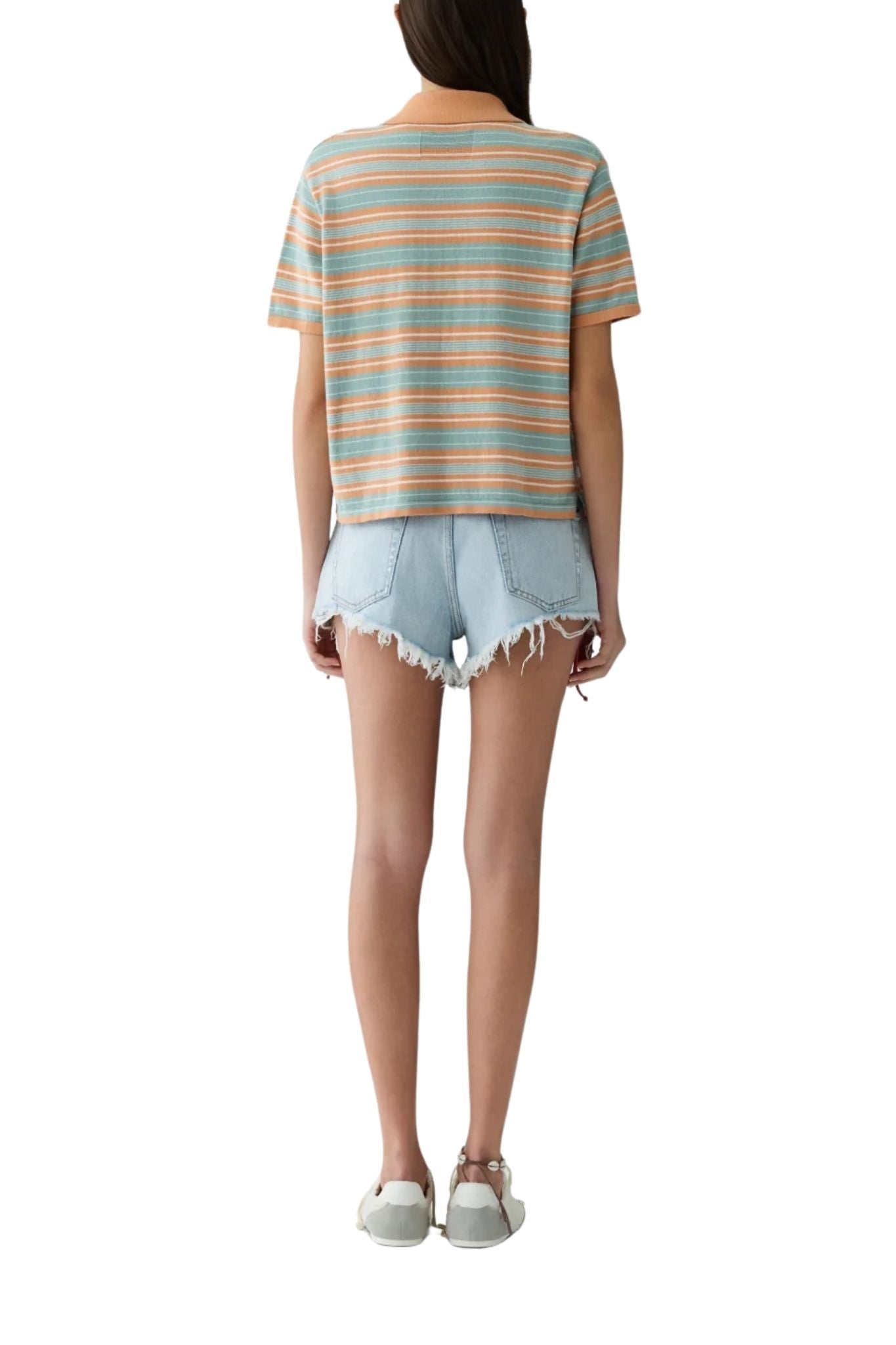 Guest in Residence Short Sleeve Stripe Rugby - Vermillion