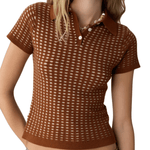 Guest in Residence Shrunken Waffle Polo - Vermillion