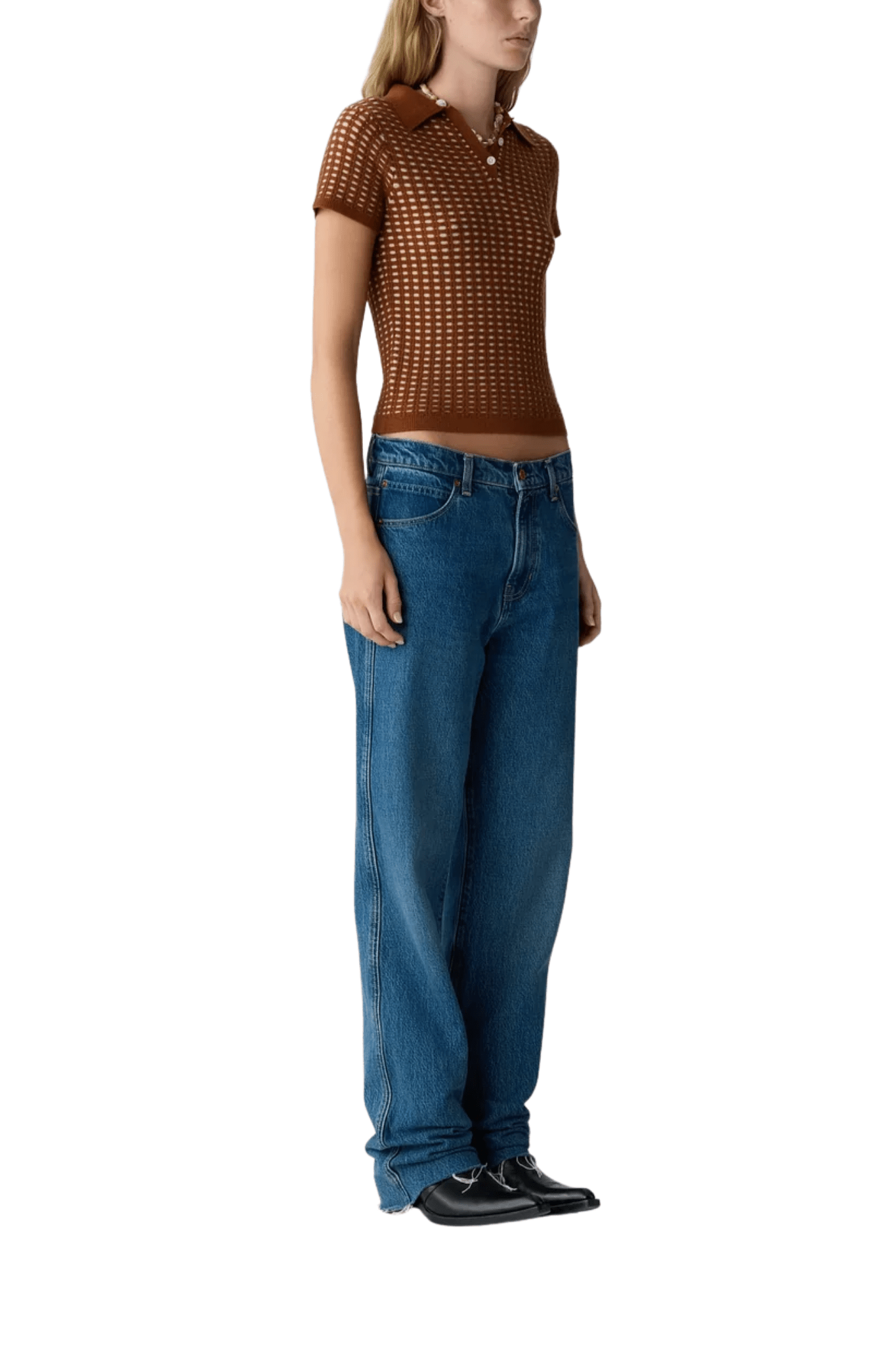 Guest in Residence Shrunken Waffle Polo - Vermillion