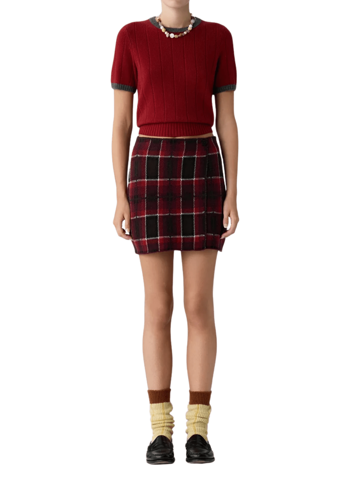 Guest in Residence Tartan Mini Skirt - Vermillion