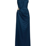 Erdem Embroidered Heavy Satin Sleeveless Pencil Gown