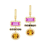 Harwell Godfrey 3 Stone Totem Drop Huggie Earring - Vermillion