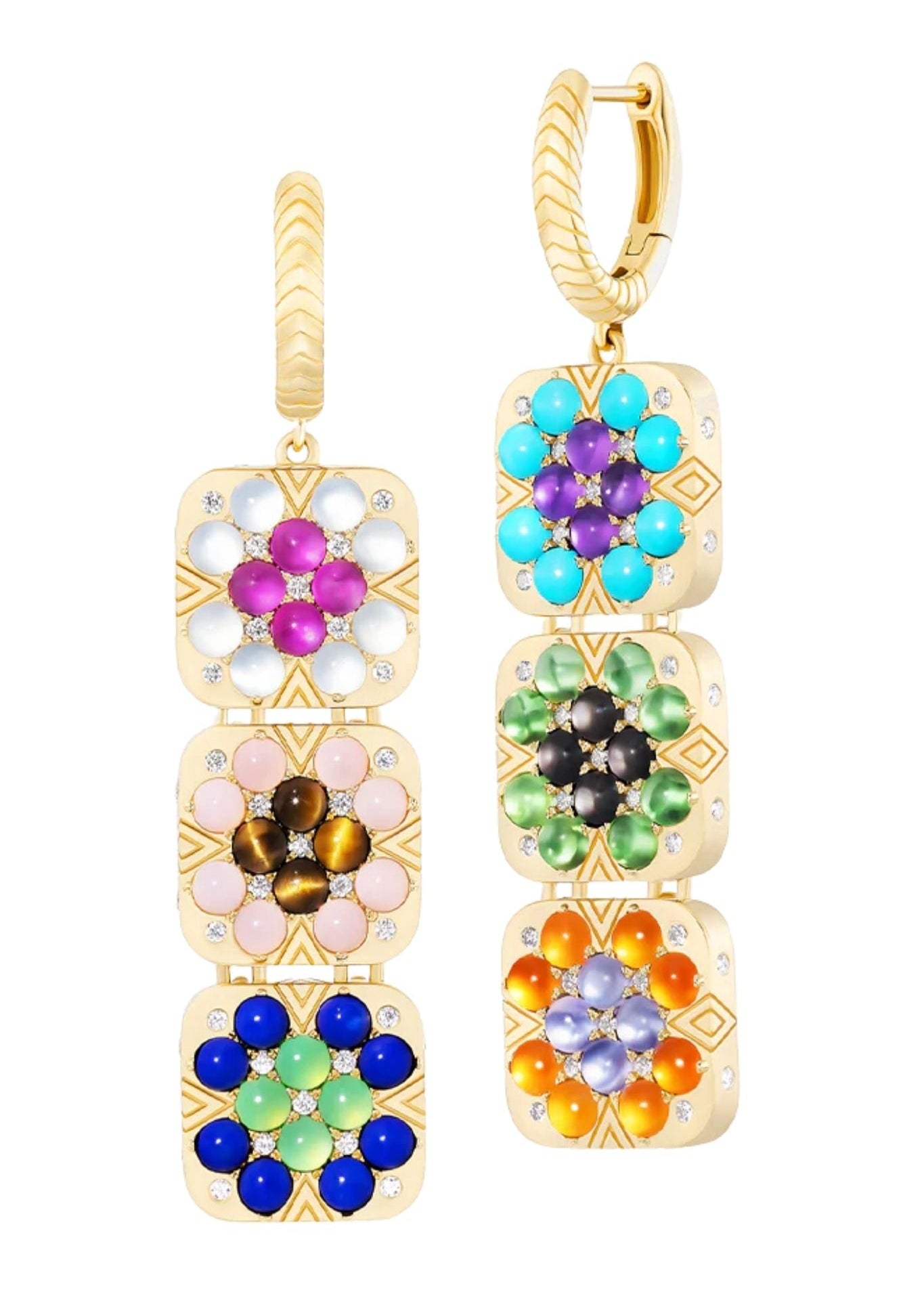 Harwell Godfrey Granny Square Lucille Earrings - Vermillion
