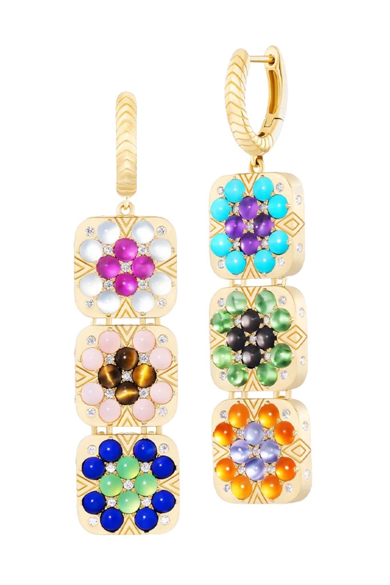 Harwell Godfrey Granny Square Lucille Earrings - Vermillion