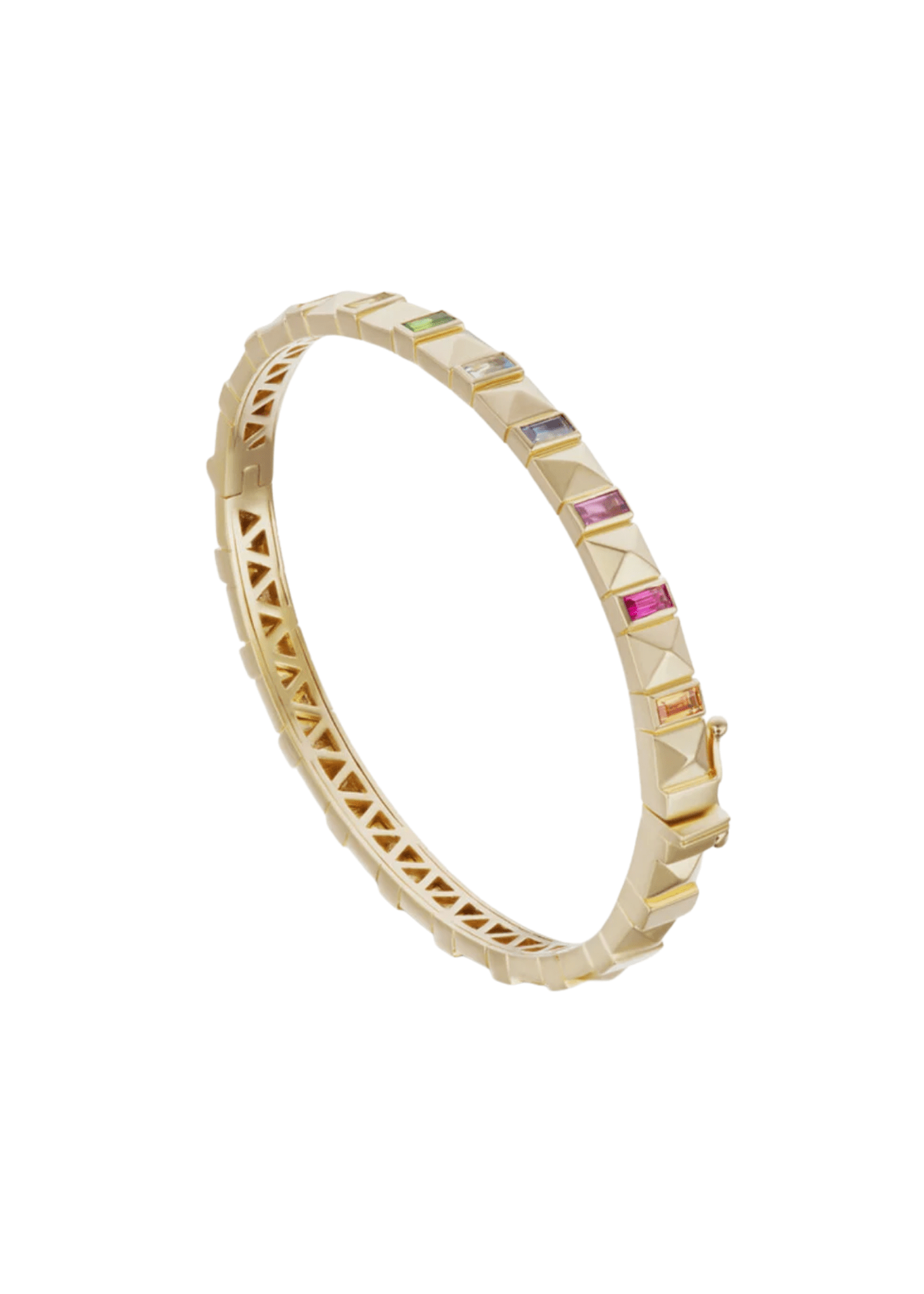 Harwell Godfrey Pyramid Baguette Stud Bangle - Vermillion