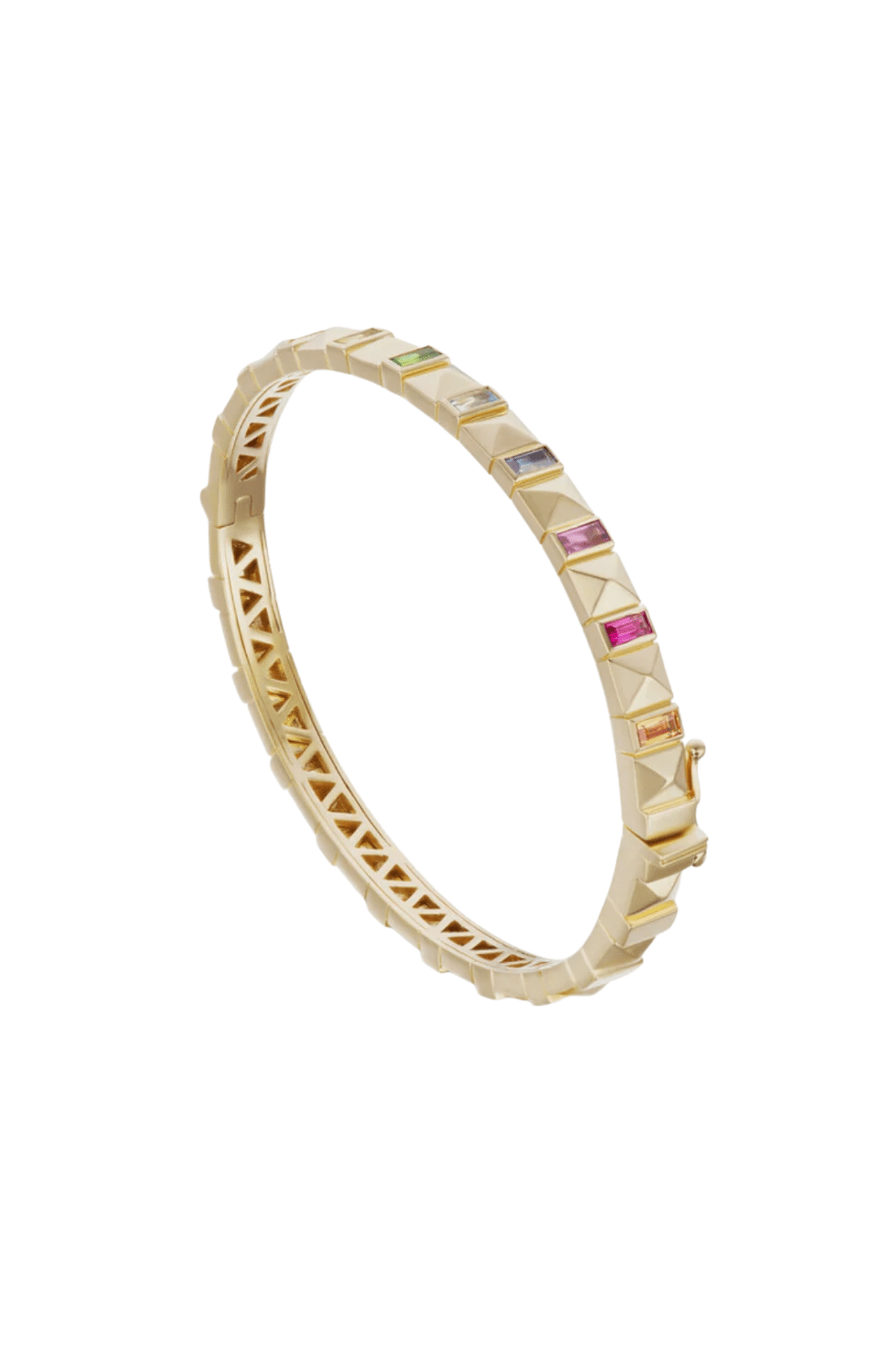 Harwell Godfrey Pyramid Baguette Stud Bangle - Vermillion