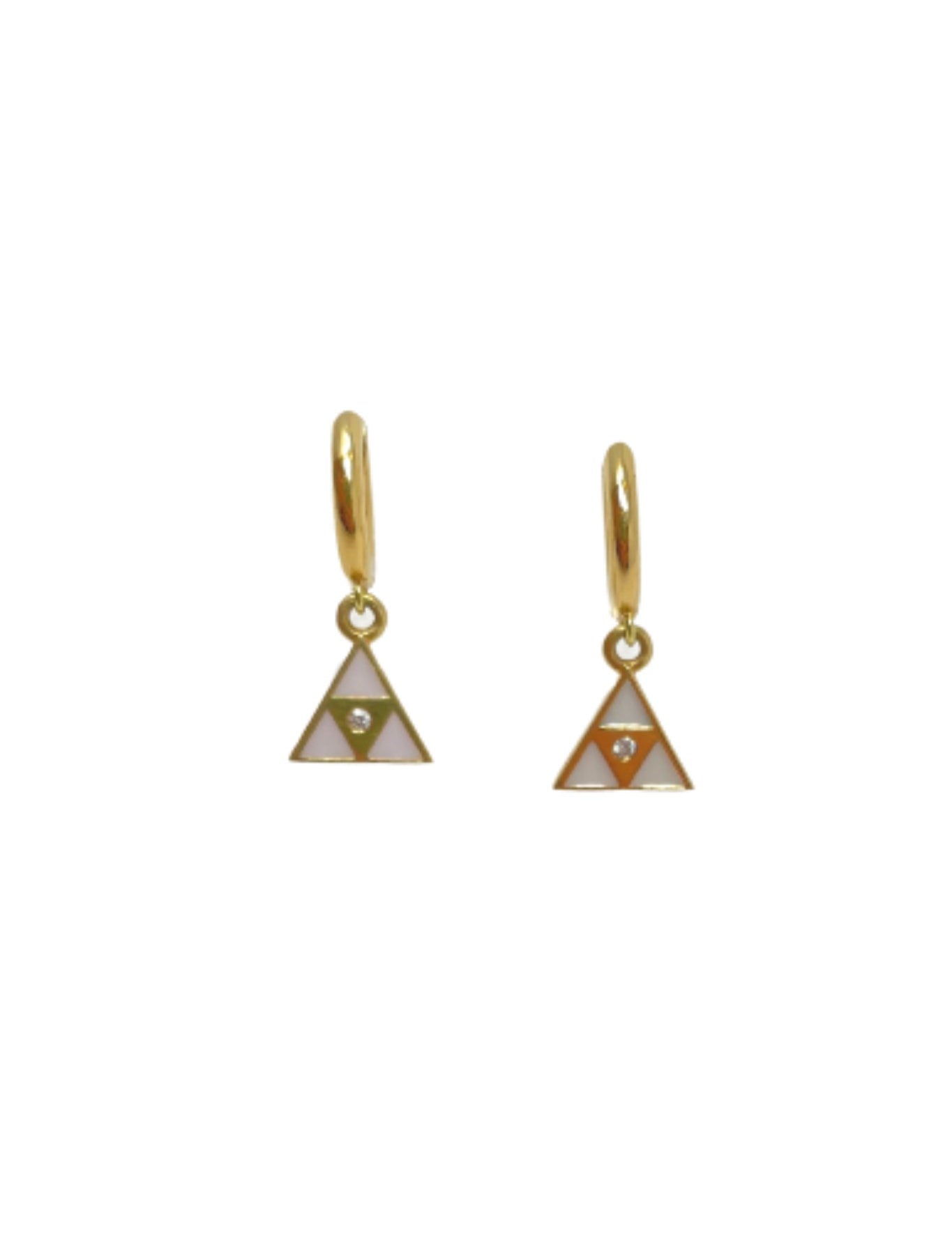 Harwell Godfrey Triangle Charm Huggies White/Yellow Gold - Vermillion