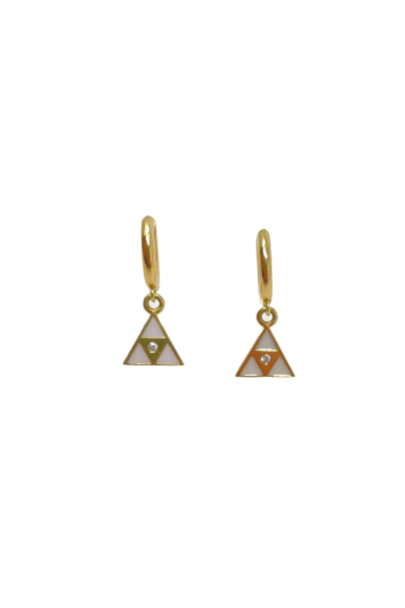 Harwell Godfrey Triangle Charm Huggies White/Yellow Gold - Vermillion