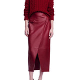 Lela Rose Leather Asymmetrical Pencil Skirt