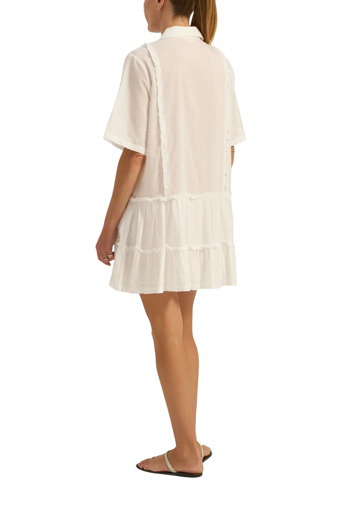 Ilio Nema Capys Dress - White Voile - Vermillion