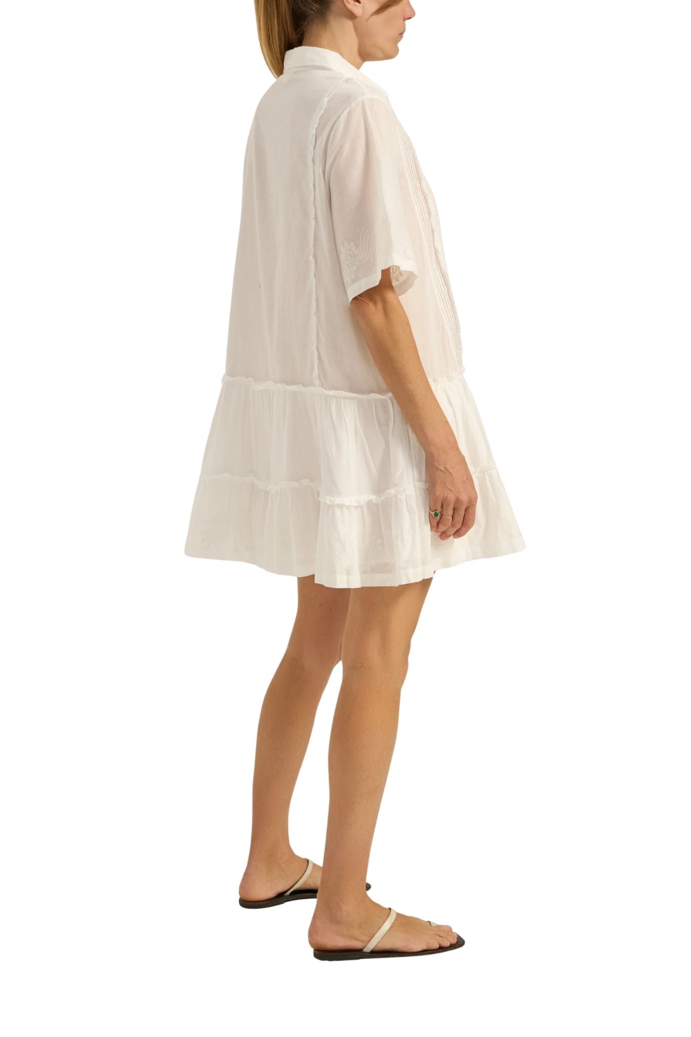 Ilio Nema Capys Dress - White Voile - Vermillion