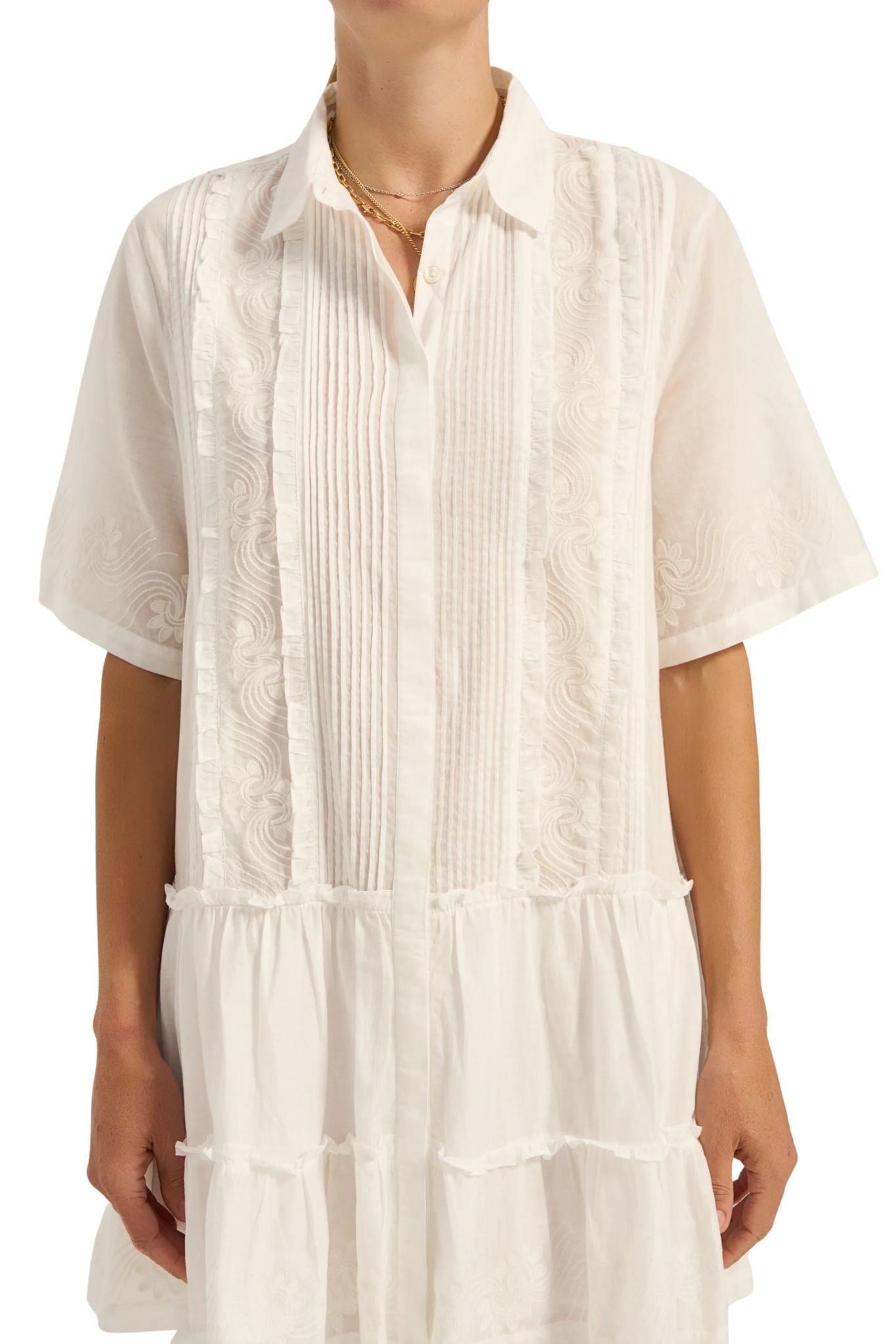 Ilio Nema Capys Dress - White Voile - Vermillion