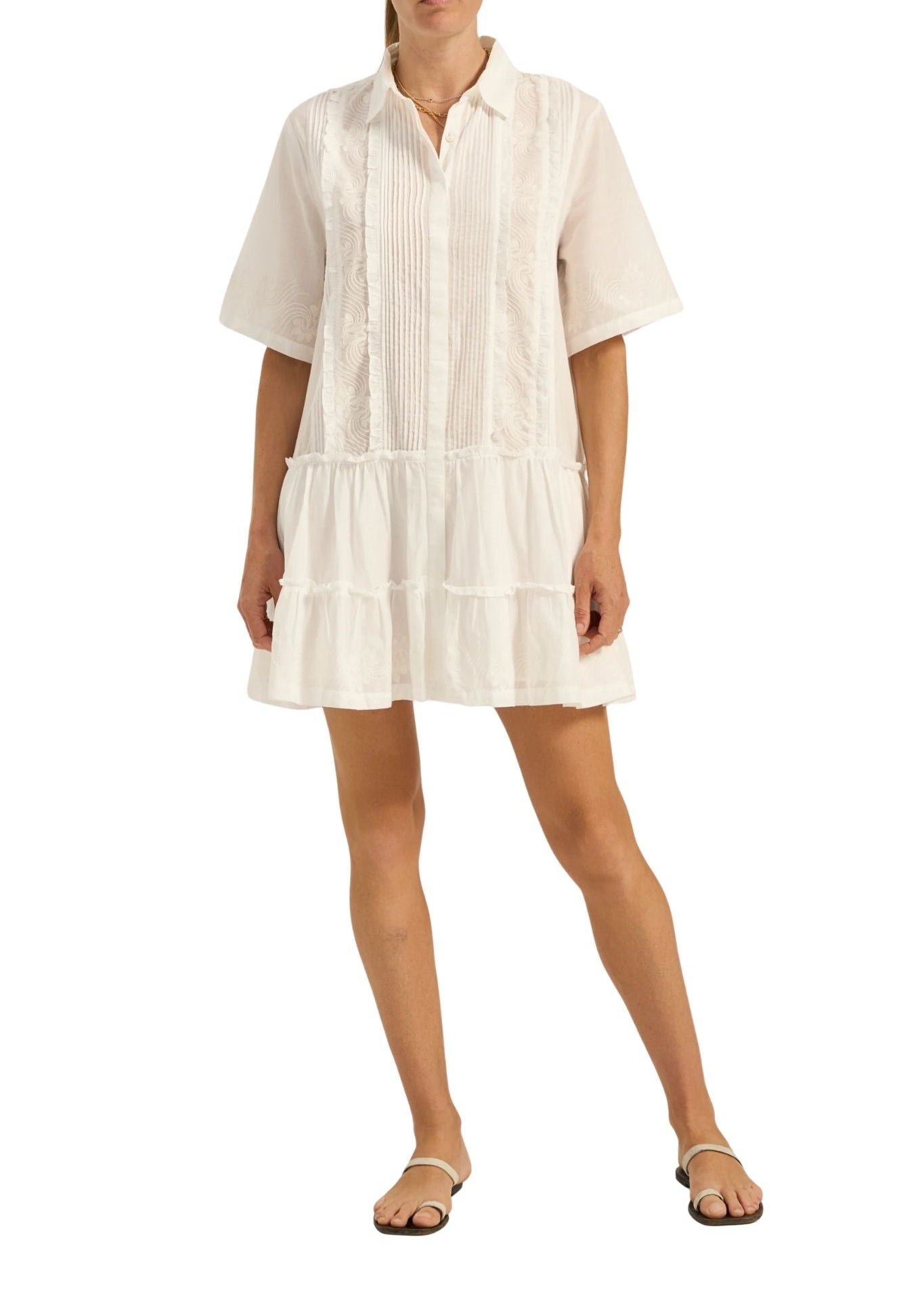 Ilio Nema Capys Dress - White Voile - Vermillion