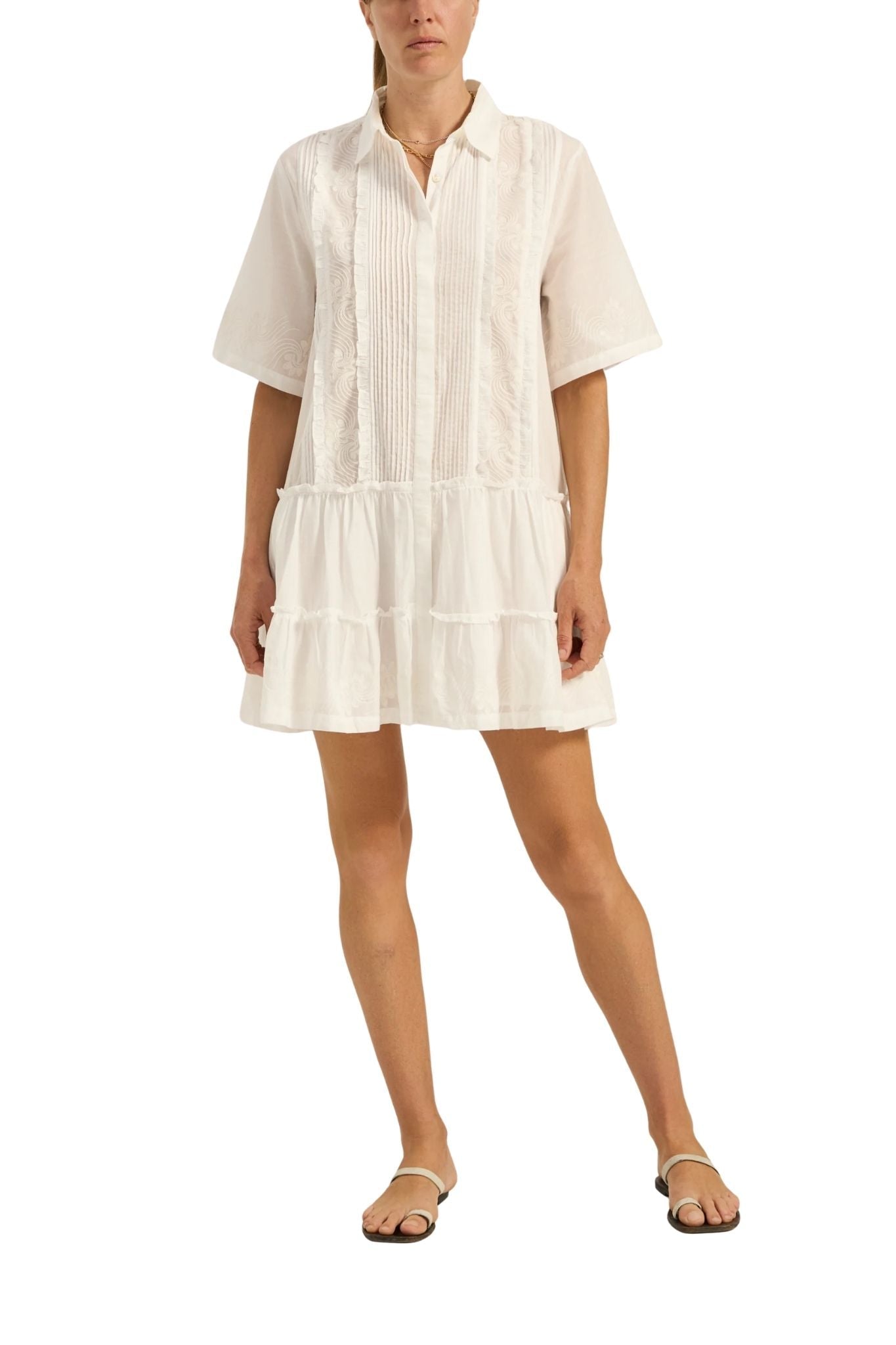 Ilio Nema Capys Dress - White Voile - Vermillion
