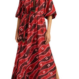 Ilio Nema Olive Caftan - Vermillion