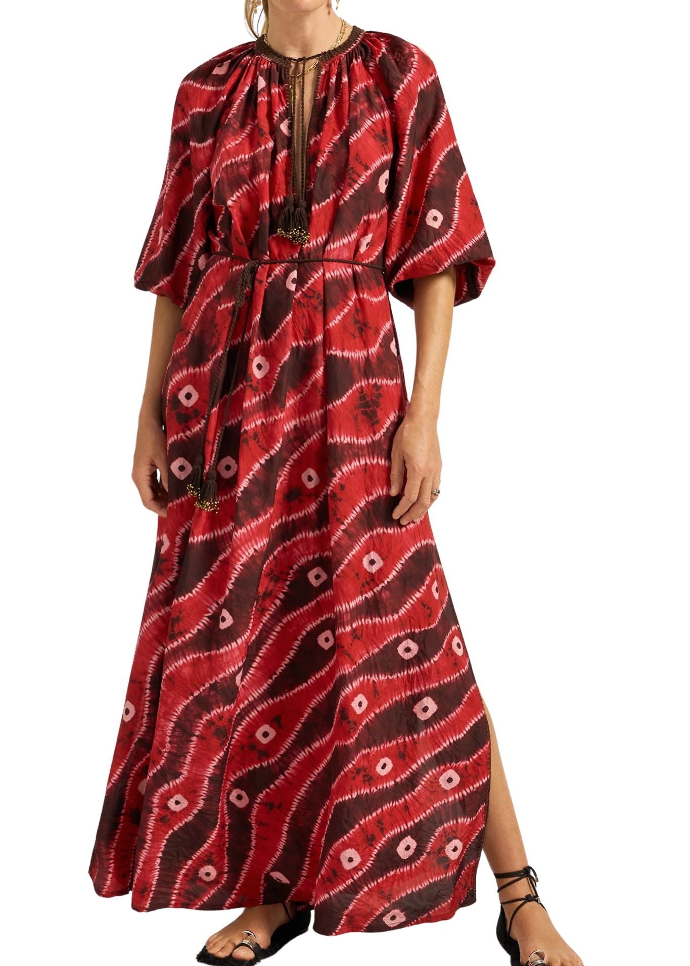 Ilio Nema Olive Caftan - Vermillion