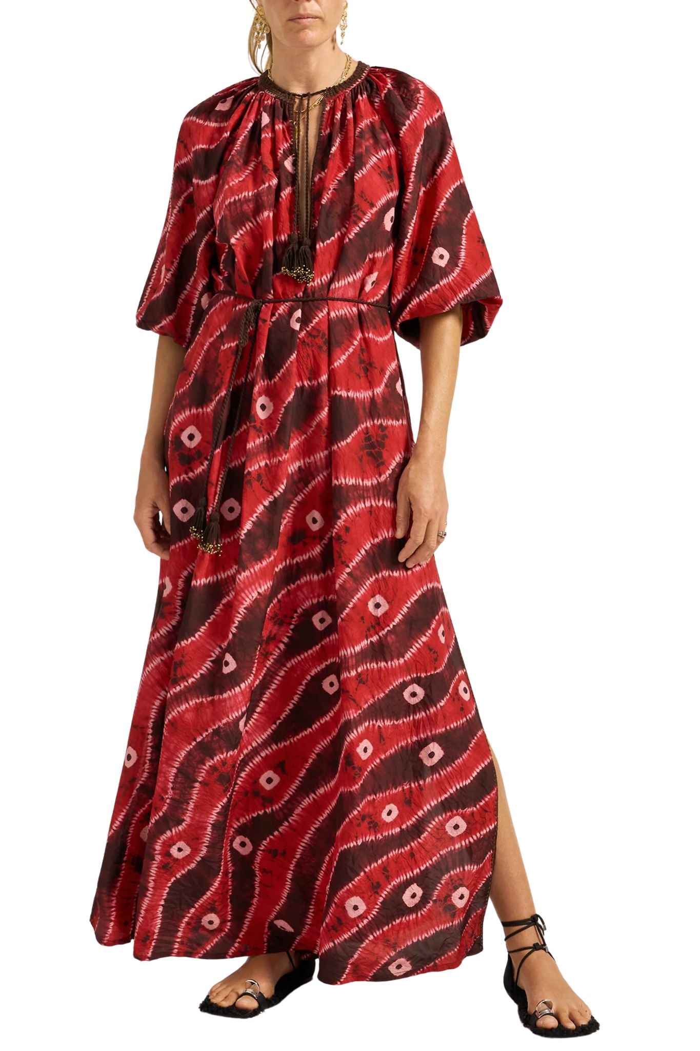 Ilio Nema Olive Caftan - Vermillion