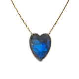 Irene Neuwirth 18k Rose Gold 16" Necklace w/ Rose Cut Labradorite Heart and Diamond Pave - Vermillion