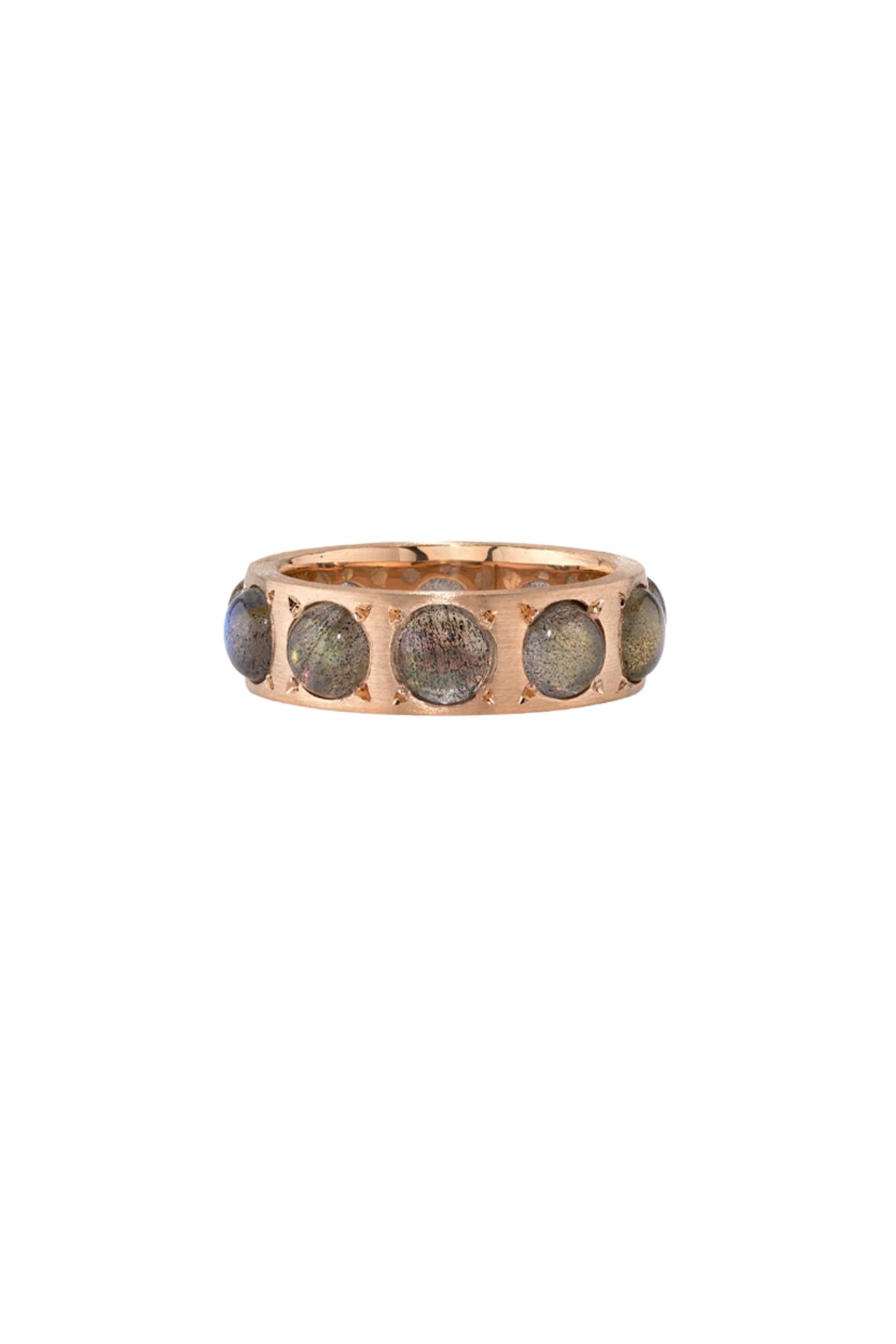 Irene Neuwirth 18k Rose Gold Ring set with 5mm Labradorite - Vermillion