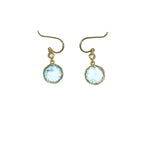 Irene Neuwirth 18k Yellow Gold Earring with 11mm Rose Cut Fine Aquamarine and 3mm Rose Cut Diamonds (0.16 cts) - Vermillion