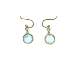 Irene Neuwirth 18k Yellow Gold Earring with 11mm Rose Cut Fine Aquamarine and 3mm Rose Cut Diamonds (0.16 cts) - Vermillion