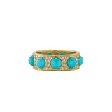 Irene Neuwirth 18k Yellow Gold Ring set with 5mm Kingman Turquoise and Diamonds (0.54 cts) - Vermillion