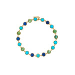 Irene Neuwirth Classic 18k Yellow Gold 7" Bracelet set with 5mm Cabochon Green Tourmaline, Turquoise and Lapis - Vermillion