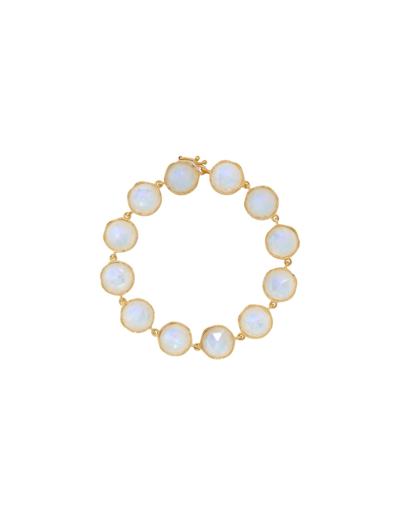 Irene Neuwirth Classic 18k Yellow Gold Bracelet set with 11mm Rose Cut Rainbow Moonstone - Vermillion