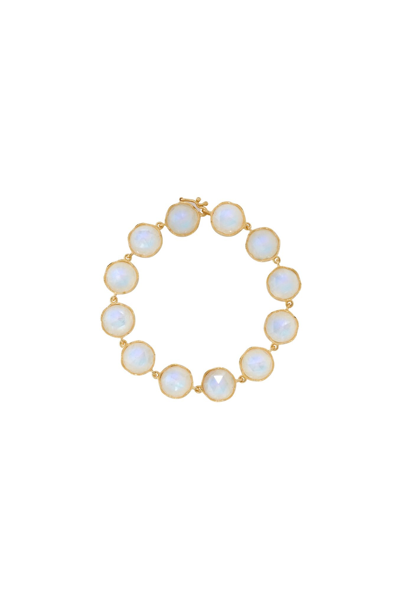 Irene Neuwirth Classic 18k Yellow Gold Bracelet set with 11mm Rose Cut Rainbow Moonstone - Vermillion