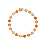 Irene Neuwirth Classic 18k Yellow Gold Bracelet set with 5mm Rose Cut and Cabochon Peach Moonstone, Fire Opal, and Carnelian - Vermillion