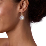 Irene Neuwirth Classic 18k Yellow Gold Earrings w/ Rainbow Moonstone & Diamone Pave - Vermillion