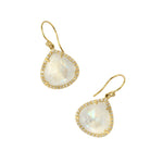 Irene Neuwirth Classic 18k Yellow Gold Earrings w/ Rainbow Moonstone & Diamone Pave - Vermillion