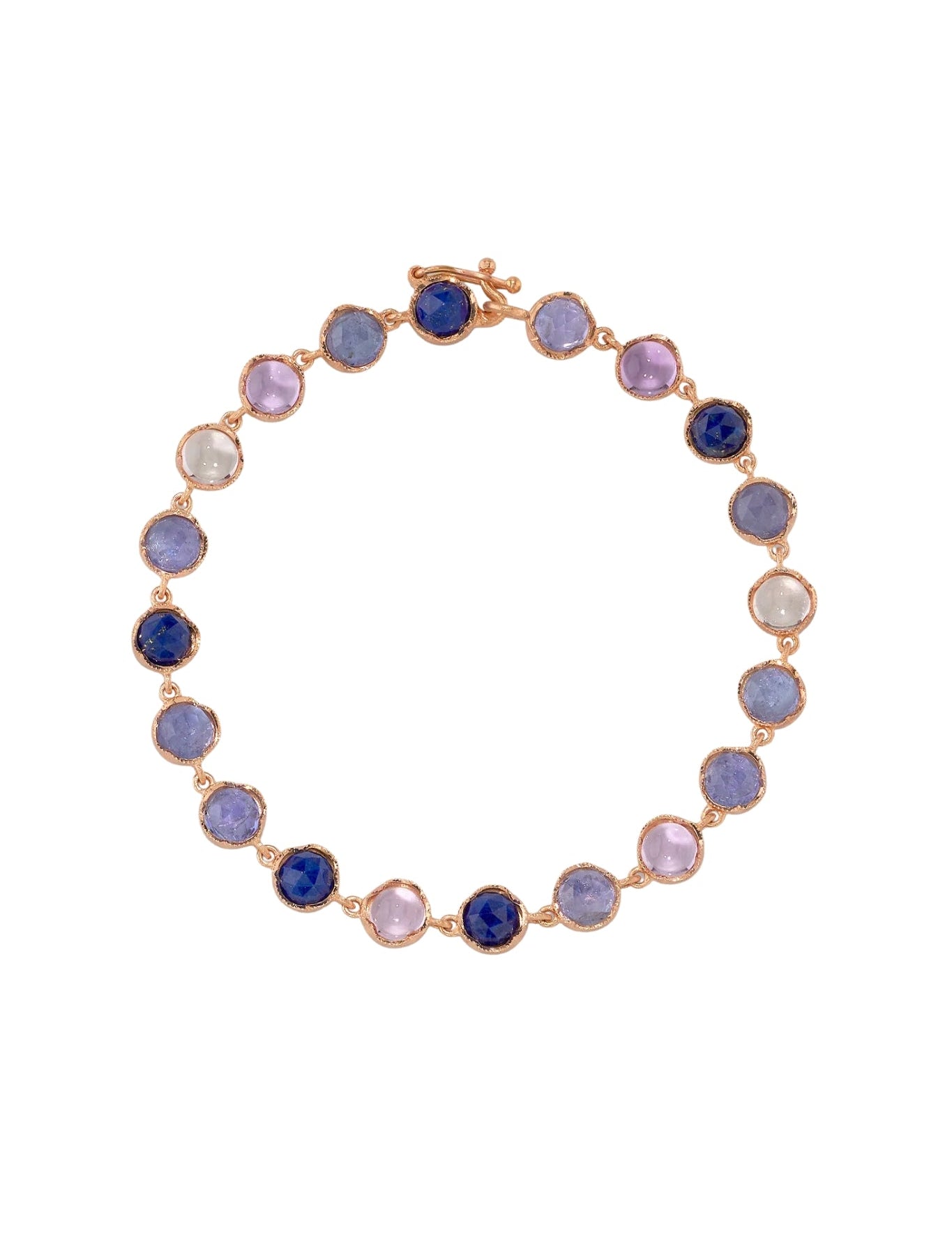 Irene Neuwirth Classic 7" Bracelet set with 5mm Rose Cut and Cabochon Lapis, Tanzanite and Rose of France - Vermillion