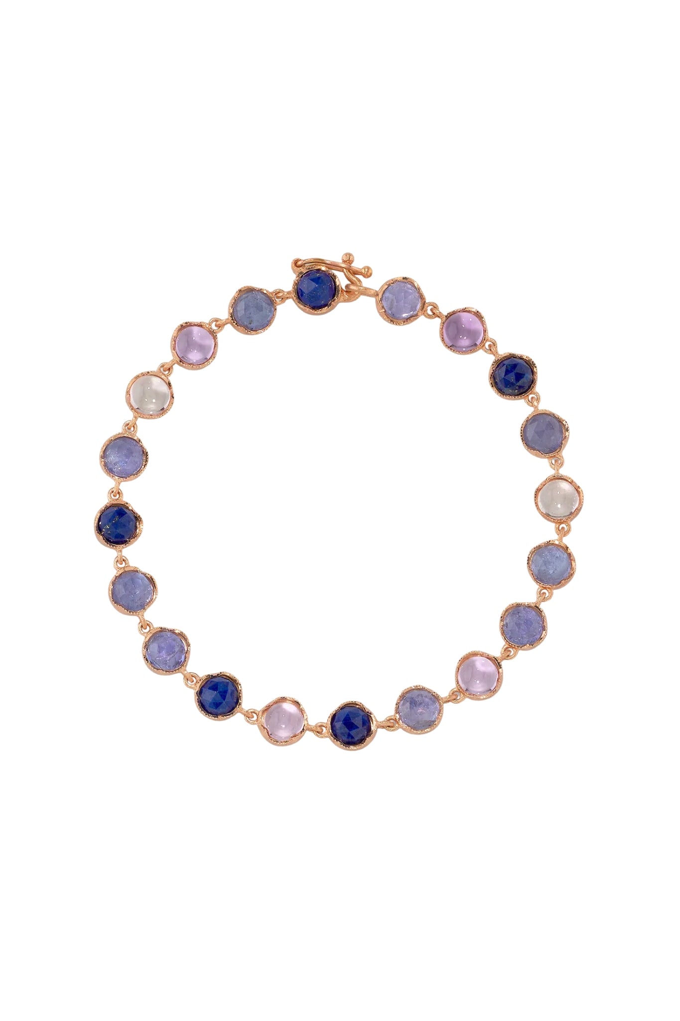 Irene Neuwirth Classic 7" Bracelet set with 5mm Rose Cut and Cabochon Lapis, Tanzanite and Rose of France - Vermillion