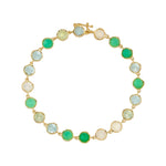 Irene Neuwirth Classic 7" Bracelet set with 5mm Rose Cut Chrysoprase, Prehnite, Aquamarine and Rainbow Moonstone - Vermillion