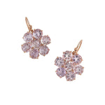 Irene Neuwirth Classic Floret 18k Rose Gold Earrings Set with 7mm Brilliant Cut Rose of France on Diamond Pave Hooks (.03 cts) - Vermillion