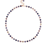 Irene Neuwirth Classic Necklace set with 5mm Rose Cut and Cabochon Lapis, Tanzanite, and Rose of France - Vermillion