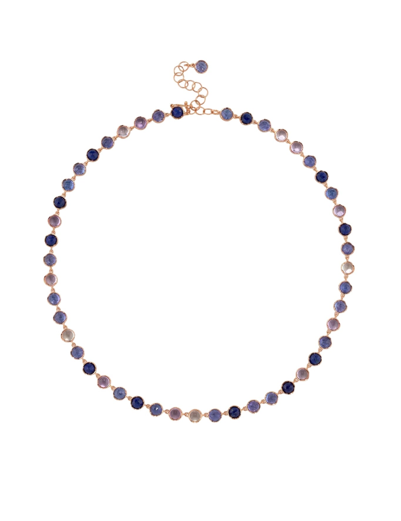 Irene Neuwirth Classic Necklace set with 5mm Rose Cut and Cabochon Lapis, Tanzanite, and Rose of France - Vermillion