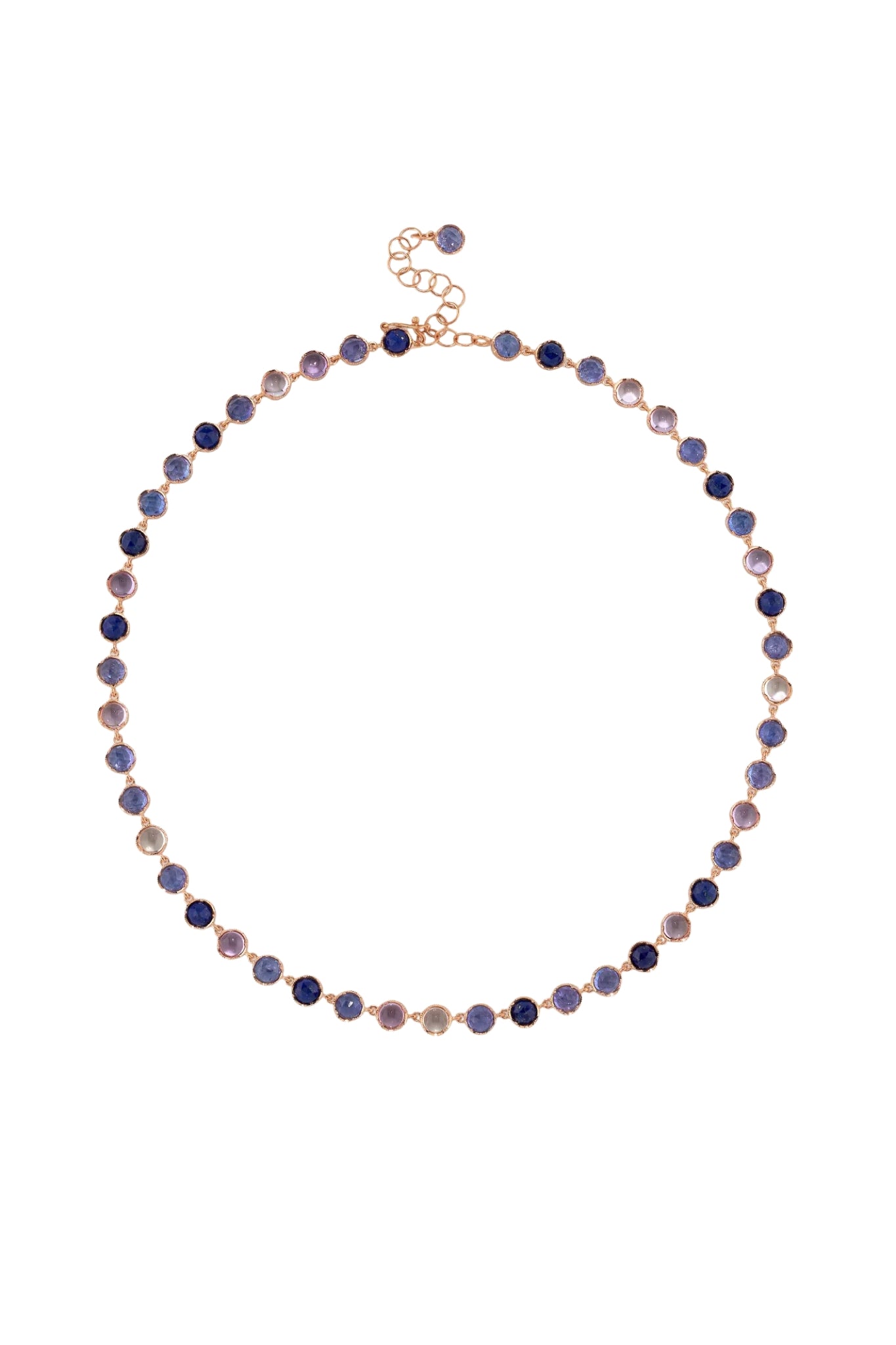 Irene Neuwirth Classic Necklace set with 5mm Rose Cut and Cabochon Lapis, Tanzanite, and Rose of France - Vermillion