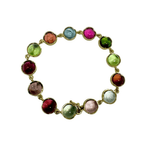 Irene Neuwirth Classic One of A Kind 18K Yellow Gold 7" Bracelet Crimped Bezel Set w/ 8mm Mixed Tourmaline Cabochons - Vermillion