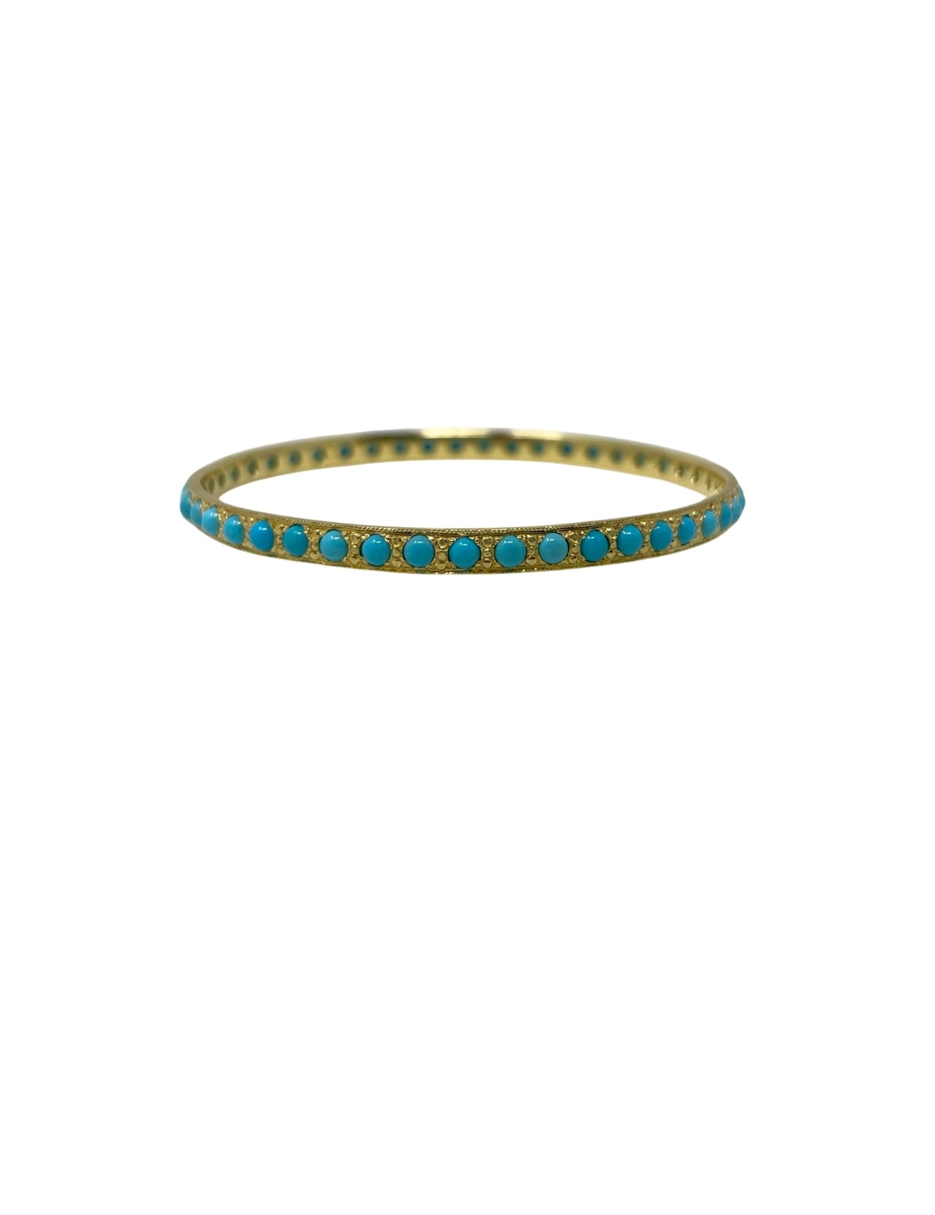 Irene Neuwirth Classic Yellow Gold Bangle set with Kingman Turquoise - Vermillion