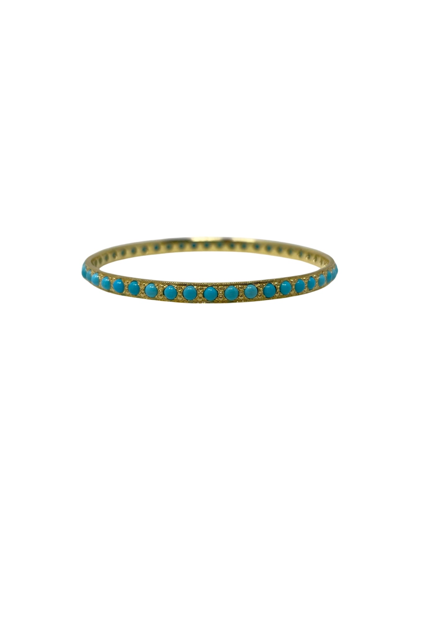 Irene Neuwirth Classic Yellow Gold Bangle set with Kingman Turquoise - Vermillion