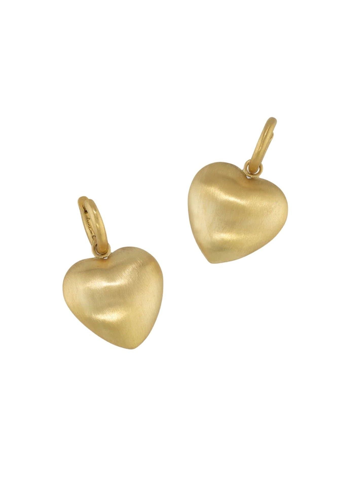 Irene Neuwirth Flat Gold 18k Yellow Gold Domed Heart Shape on Huggies - Vermillion