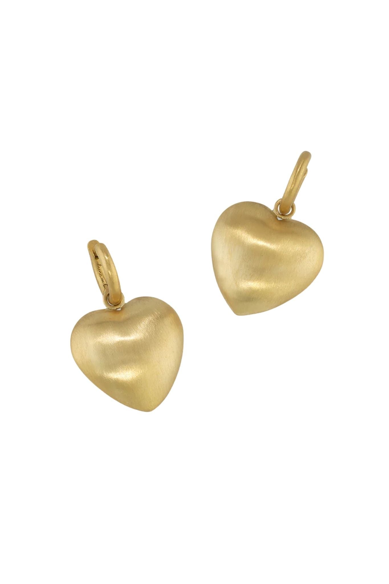 Irene Neuwirth Flat Gold 18k Yellow Gold Domed Heart Shape on Huggies - Vermillion