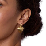 Irene Neuwirth Flat Gold 18k Yellow Gold Domed Heart Shape on Huggies - Vermillion